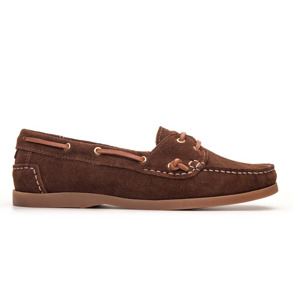 Mocassim Náutico Feminino Positano de Couro Suede Marrom