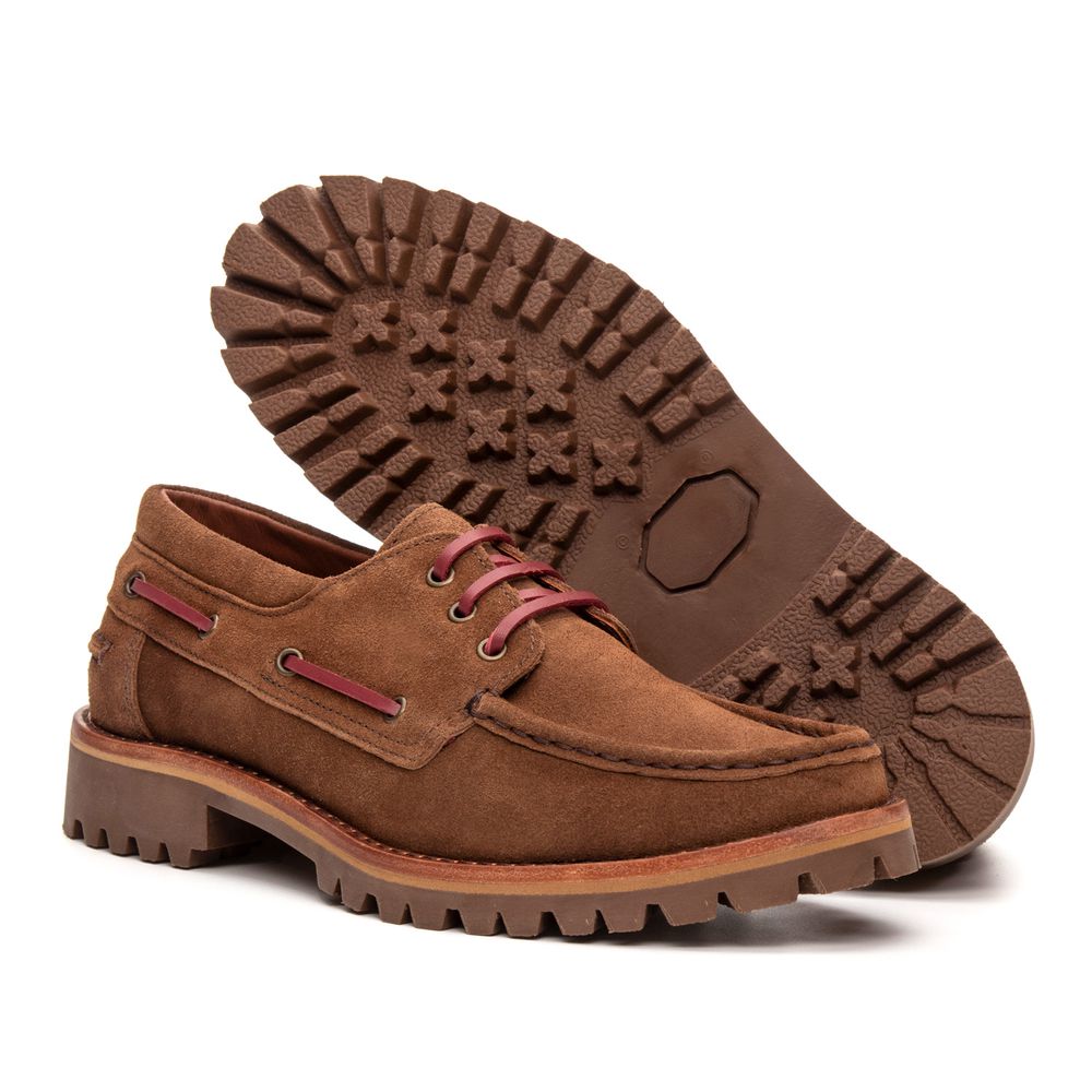 Mocassim Náutico Feminino Couro Suede Castanho