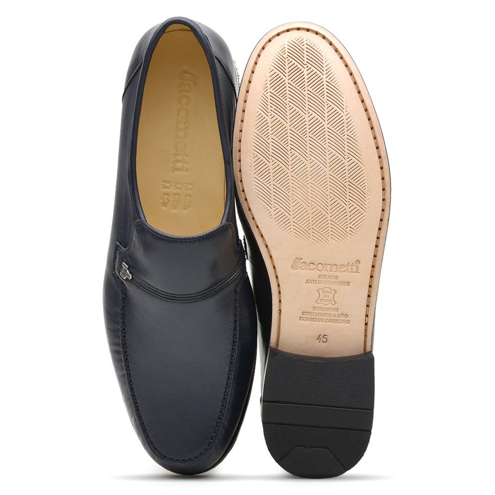 Tamanho Especial Clássico Mocassim Azul Marinho 001 