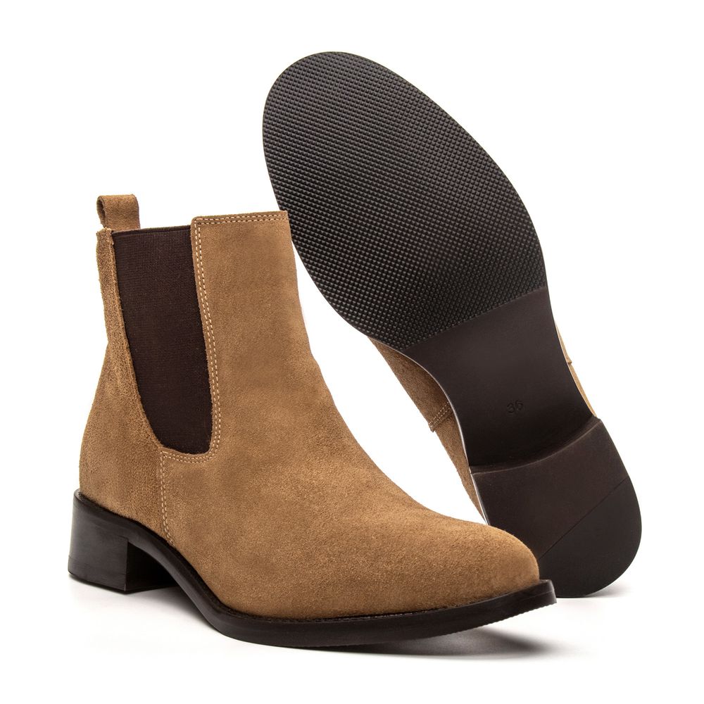 Bota Chelsea Feminina Brunella Camurça Caramelo
