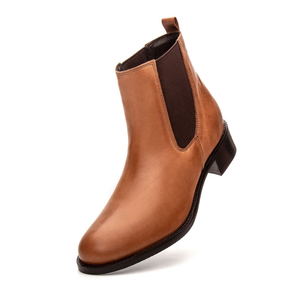 Bota Chelsea Feminina Brunella Couro Whisky