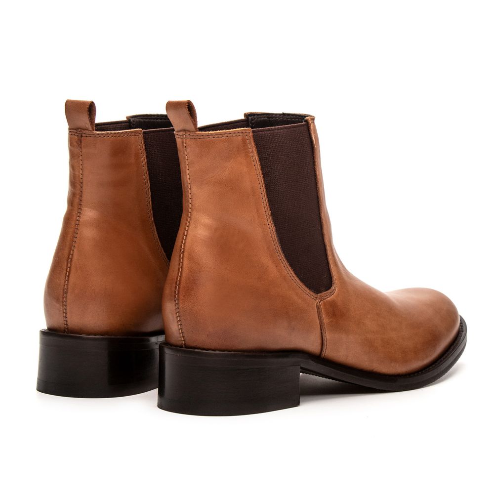 Bota Chelsea Feminina Brunella Couro Whisky
