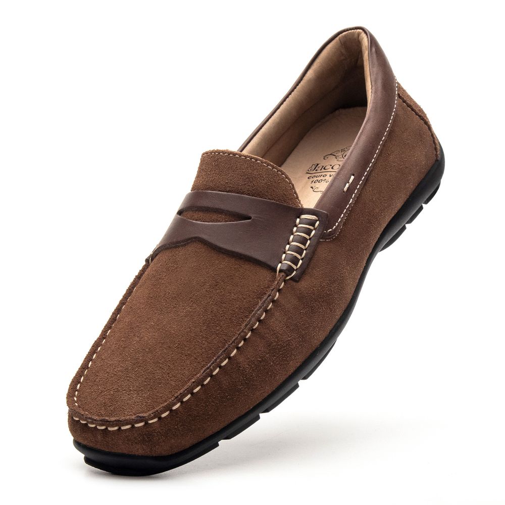 Mocassim Masculino Drive Loreto Suede Capuccino
