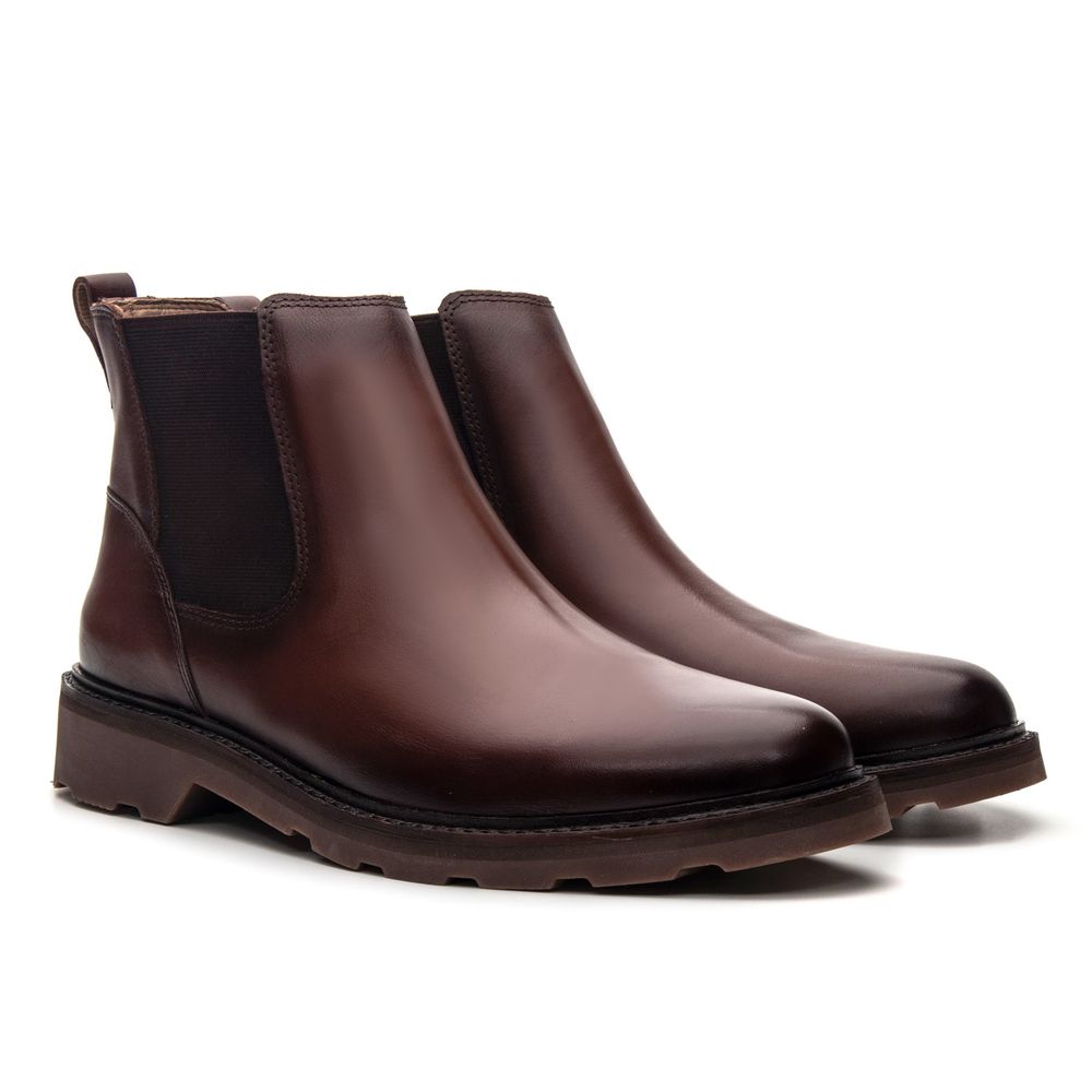 Bota Masculina Chelsea de Couro Pinhão