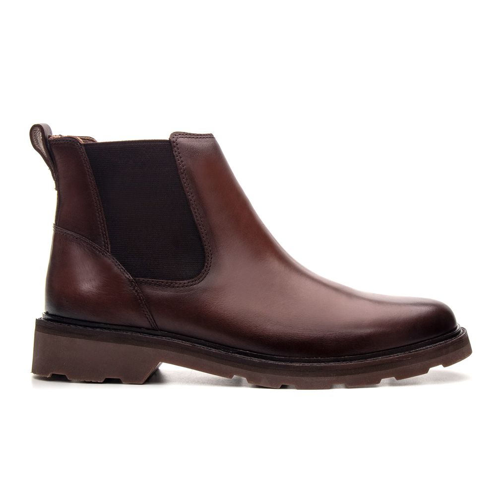 Bota Masculina Chelsea de Couro Pinhão
