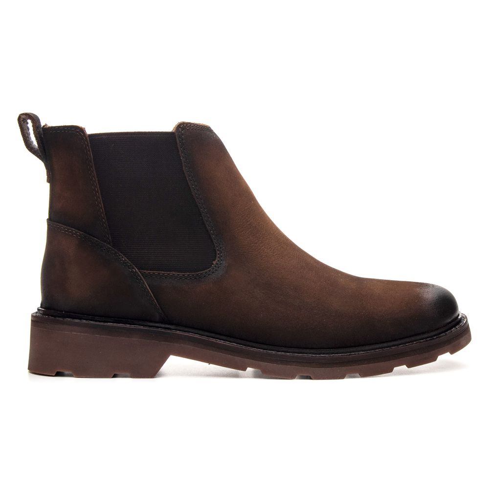 Bota Masculina Chelsea de Couro Nobuck Café