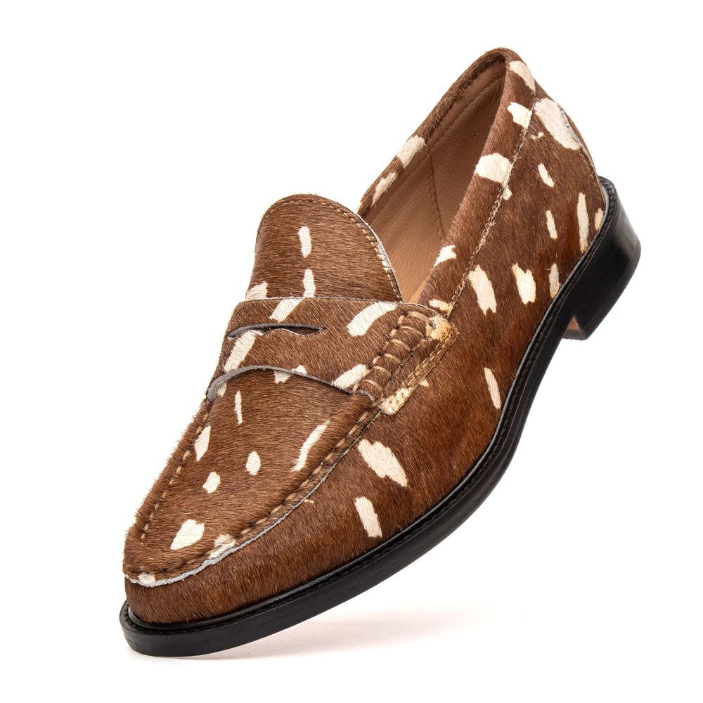 Mocassim Feminino Ornella Couro Animal Print