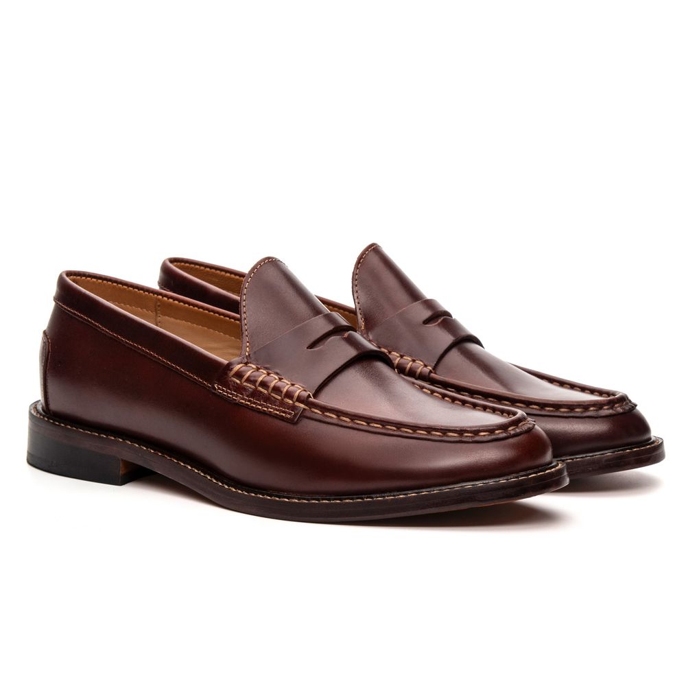 Mocassim Feminino Ornella Havana em Couro com Costura Clara