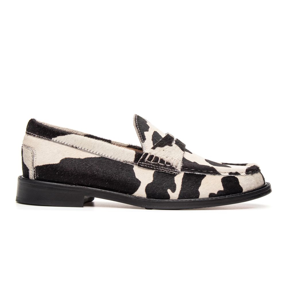 Mocassim Feminino Ornella Couro Animal Print