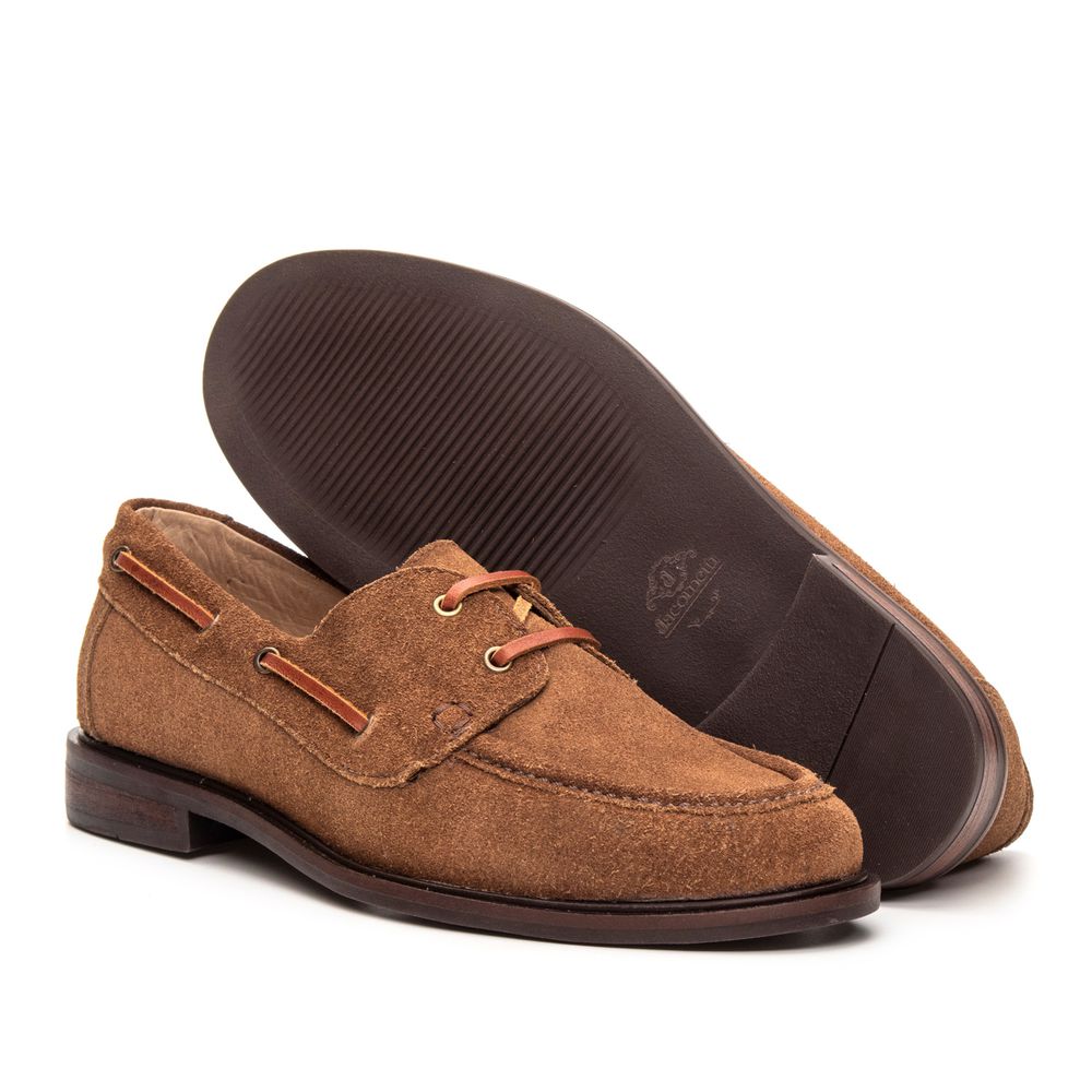 Mocassim Náutico Feminino Boboli Couro Suede Capuccino com Solado de Couro