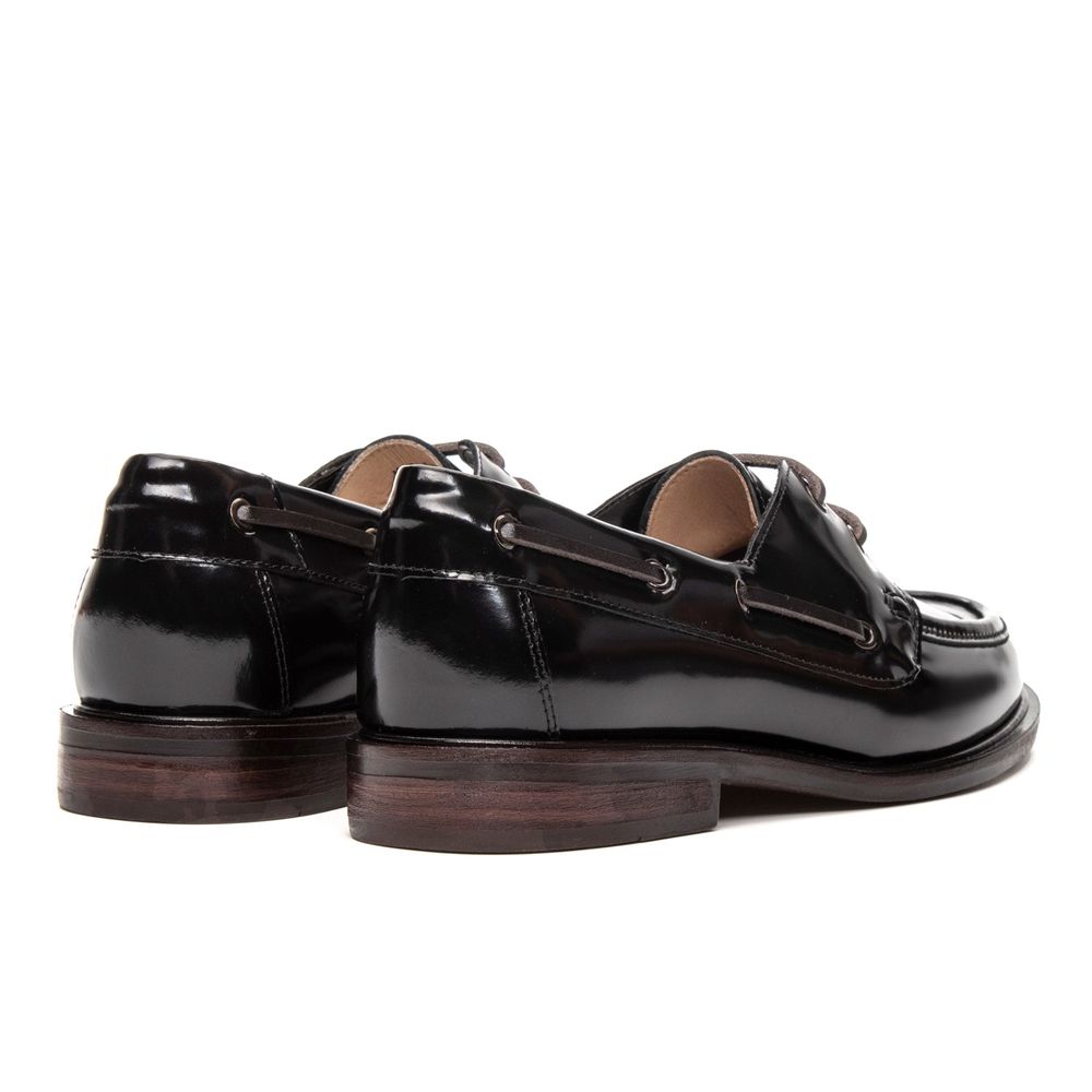 Mocassim Náutico Feminino Boboli Couro Box Preto com Solado de Couro