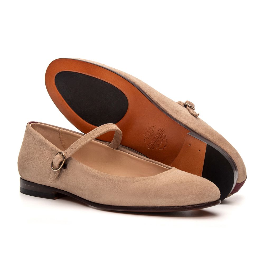 Sapatilha Feminina Domenica Couro Suede Aveia