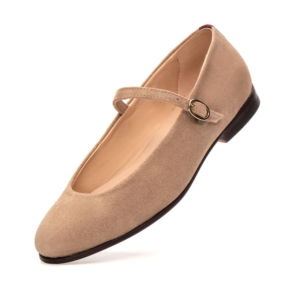 Sapatilha Feminina Domenica Couro Suede Aveia