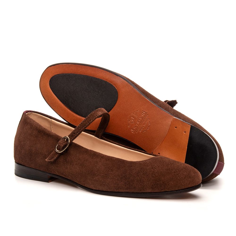 Sapatilha Feminina Domenica Couro Suede Café