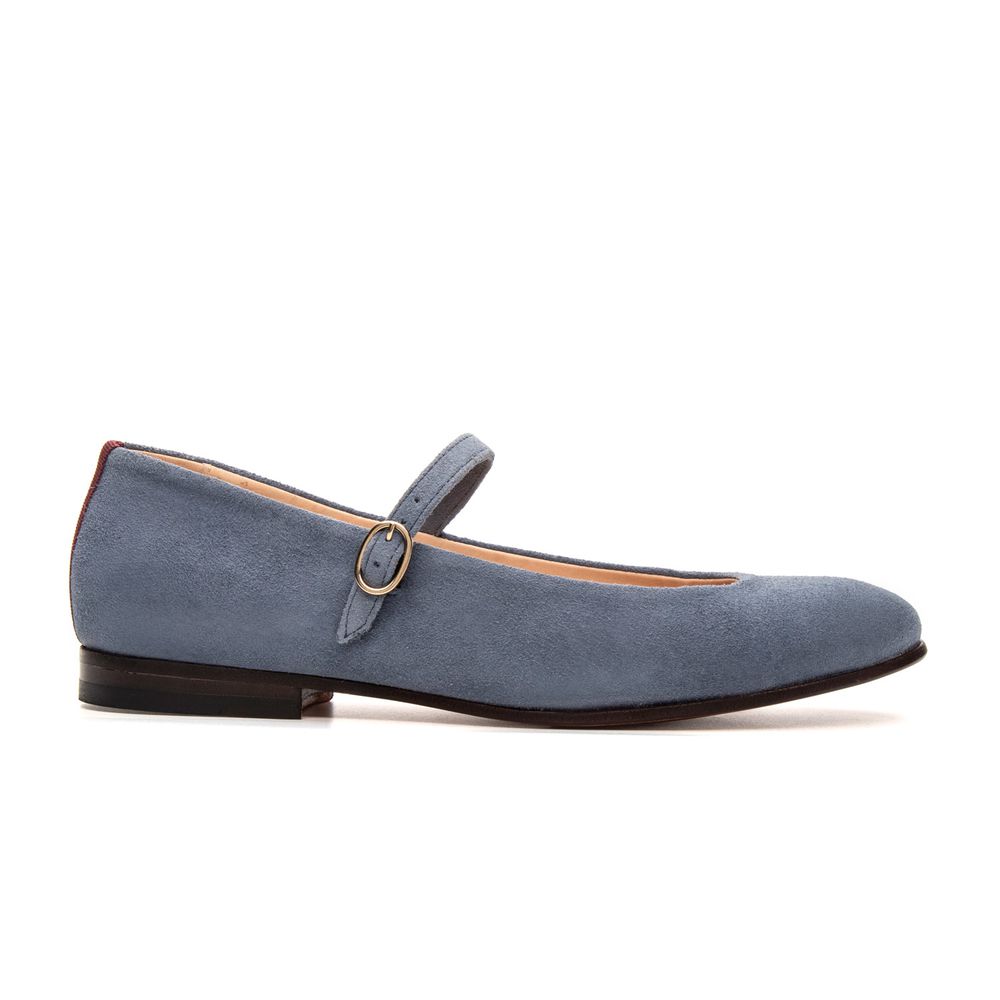 Sapatilha Feminina Domenica Couro Velour Azul Denin