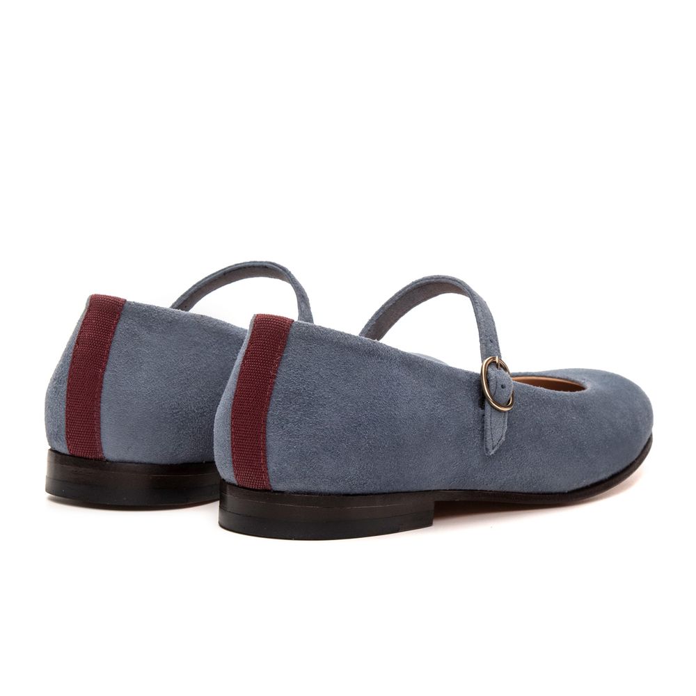 Sapatilha Feminina Domenica Couro Velour Azul Denin