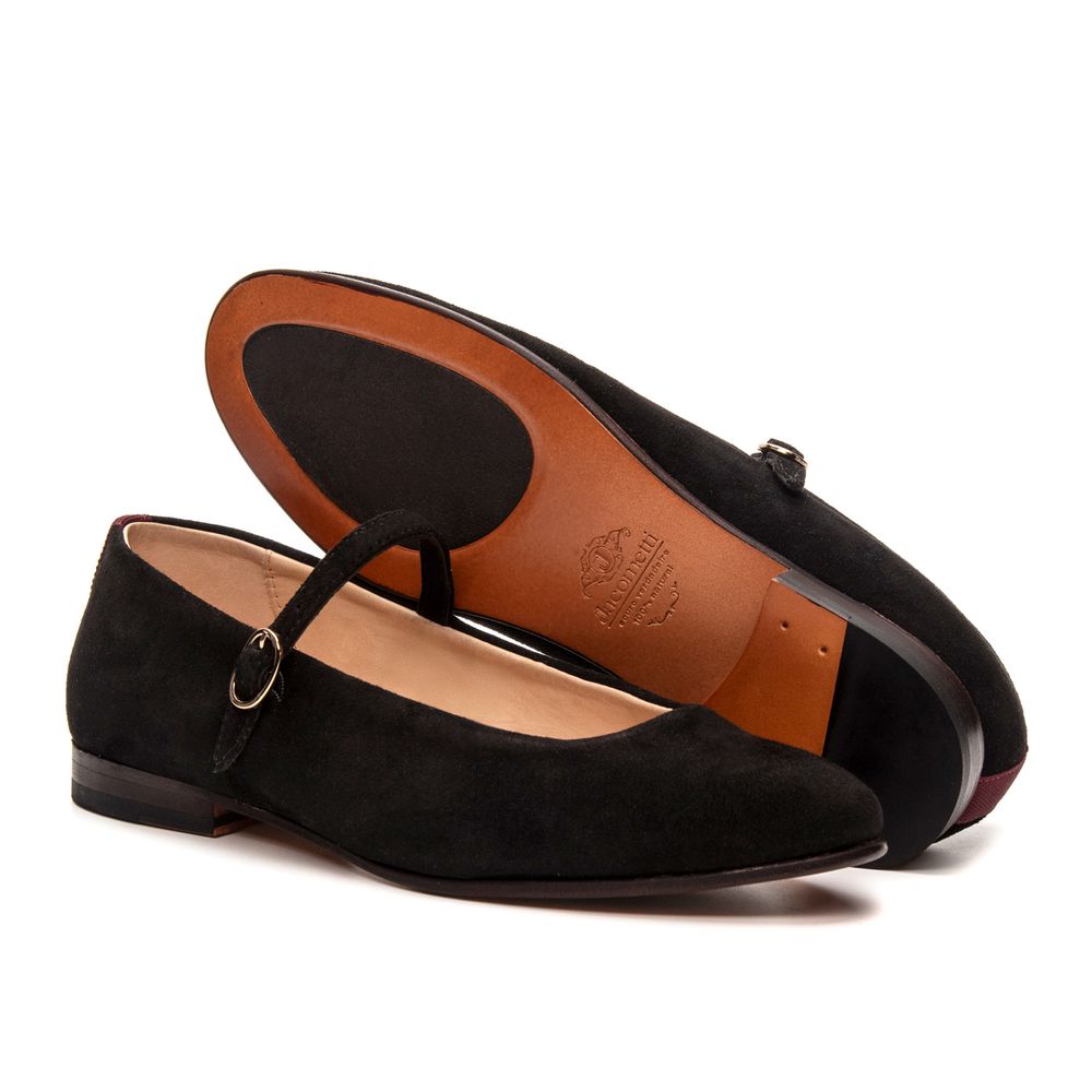 Sapatilha Feminina Domenica Couro Velour Preto