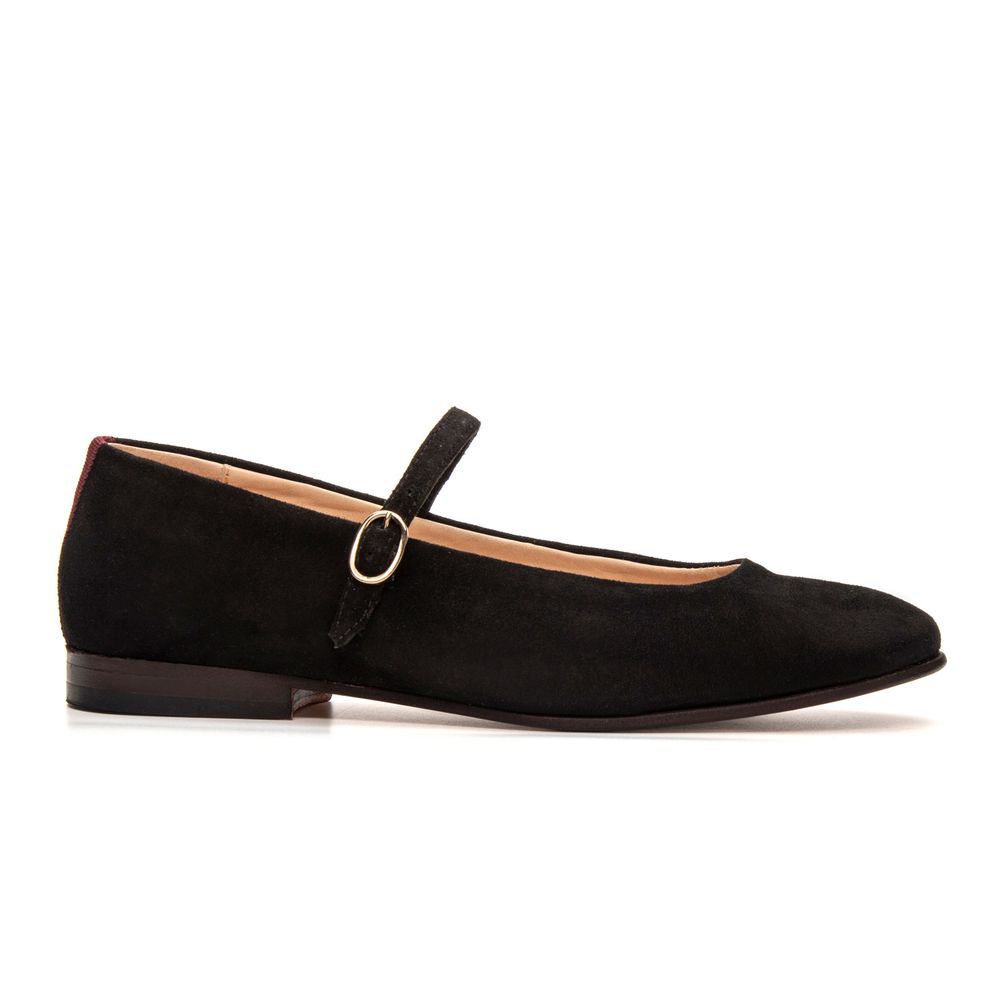 Sapatilha Feminina Domenica Couro Velour Preto