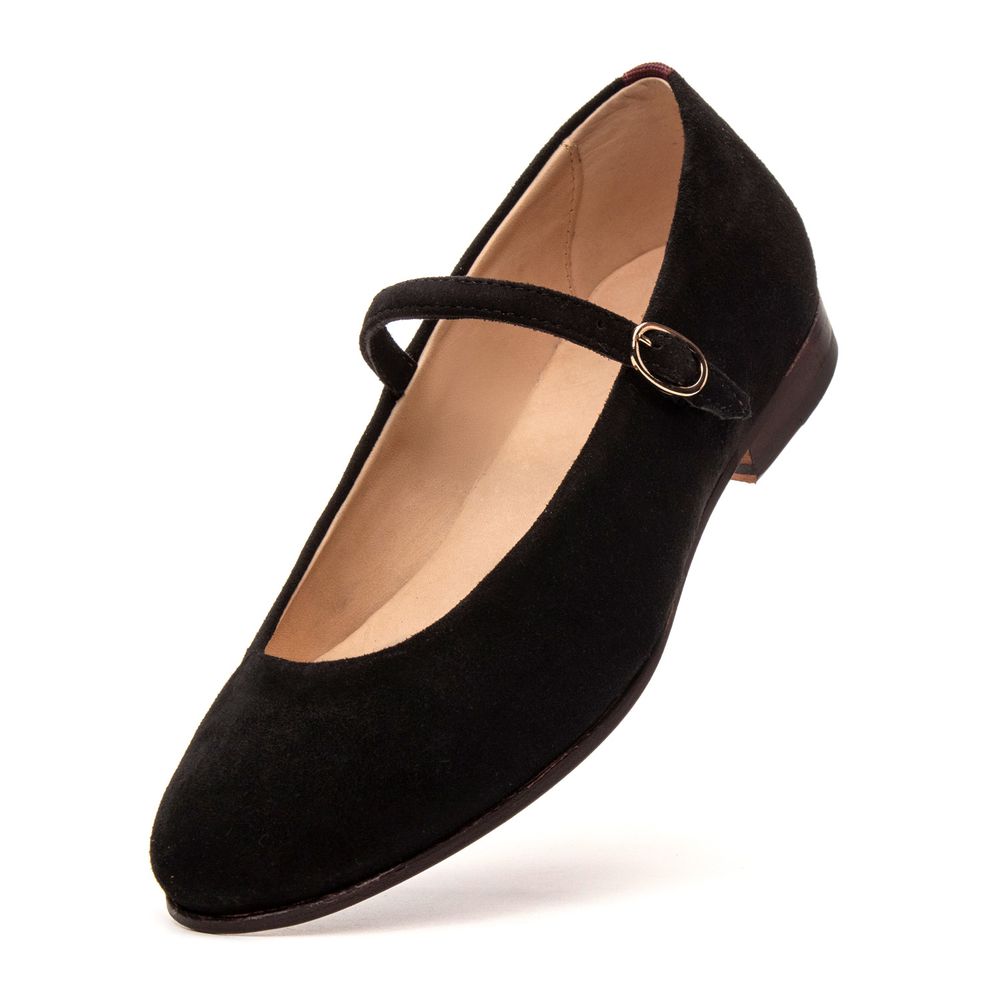 Sapatilha Feminina Domenica Couro Velour Preto