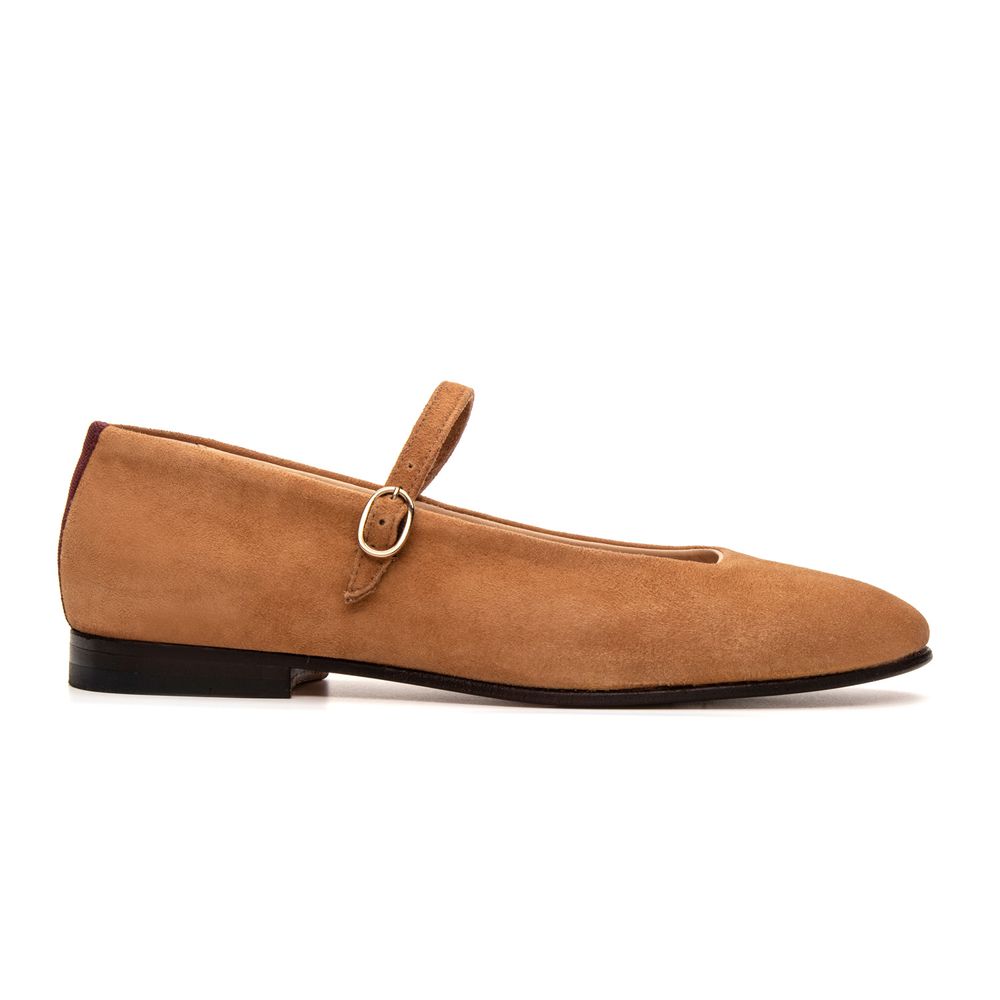 Sapatilha Feminina Domenica Couro Velour Tan