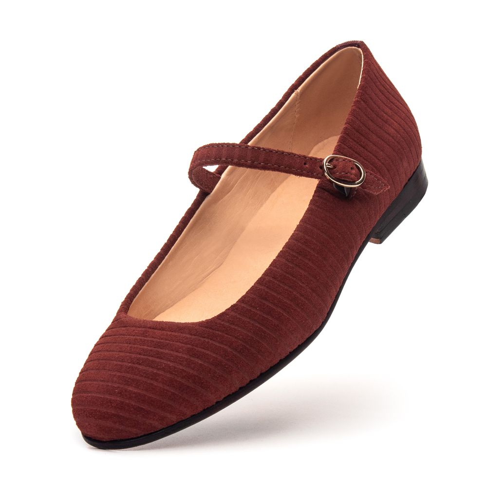 Sapatilha Feminina Domenica Couro Suede Terracota
