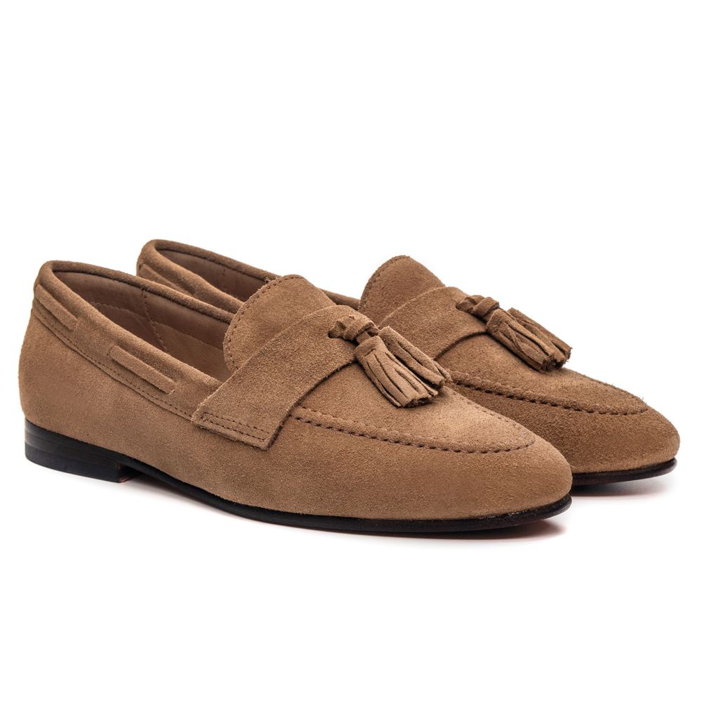 Sapato Feminino Loafer Tassel Allegra Suede Bronze