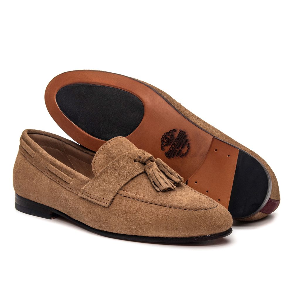 Sapato Feminino Loafer Tassel Allegra Suede Bronze