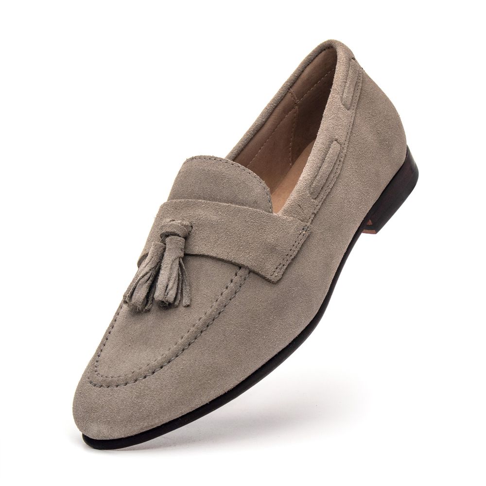 Sapato Feminino Loafer Tassel Allegra Suede Croche