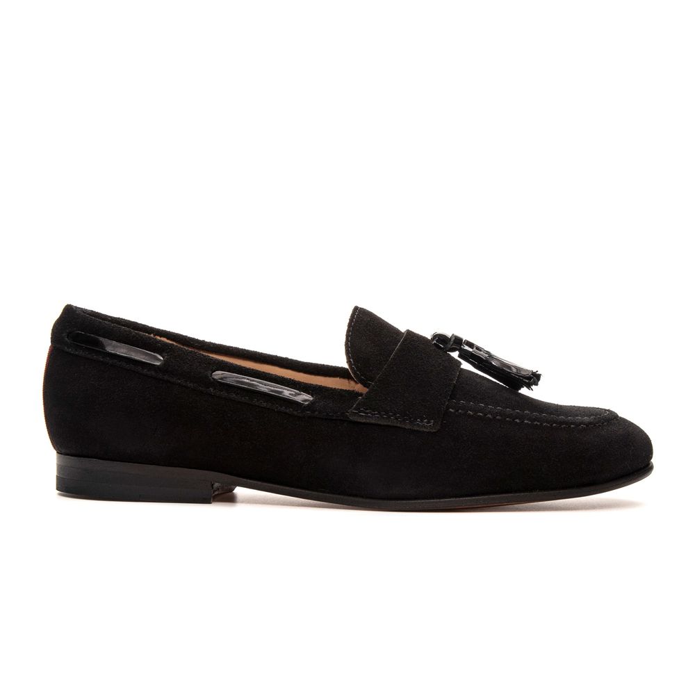 Sapato Feminino Loafer Tassel Allegra Suede Preto