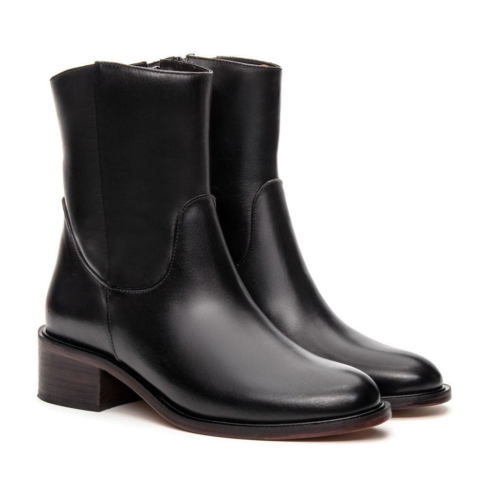 Bota Feminina Bari Couro Preta