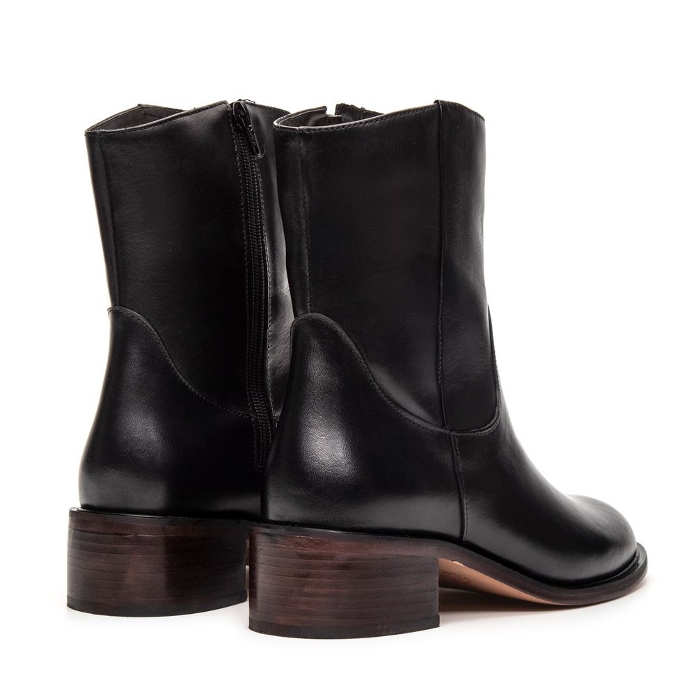 Bota Feminina Bari Couro Preta