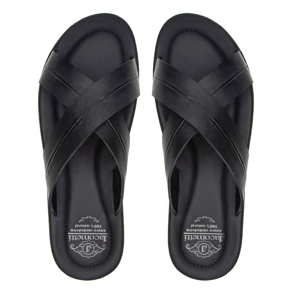 Sandália Masculina Padua Duas tiras Tamanho Especial Preta