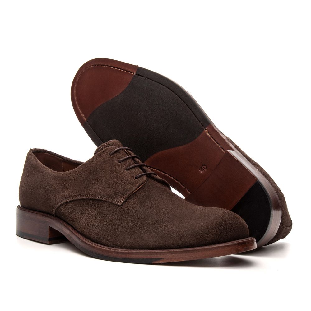 Sapato Social Derby Manzoni Camurça Café