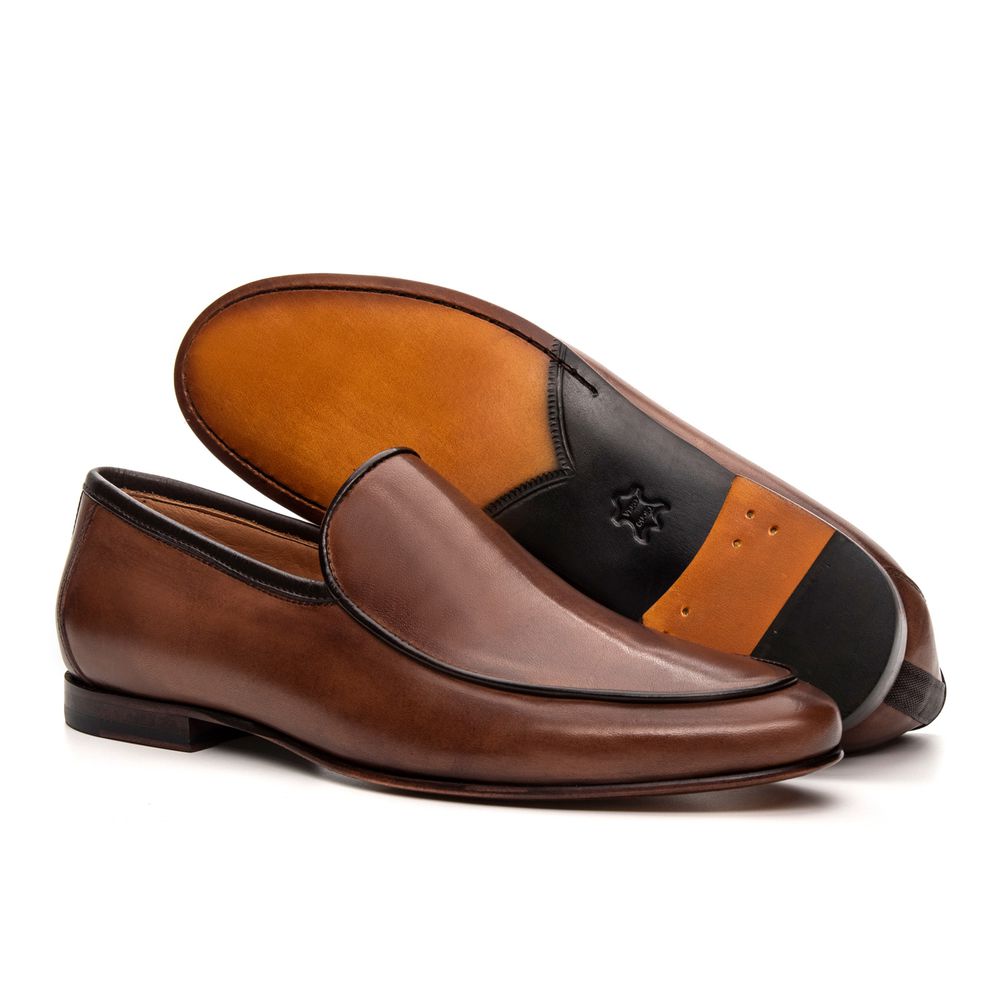 Mocassim Loafer Masculino Portofino Couro Whisky e Cabernet
