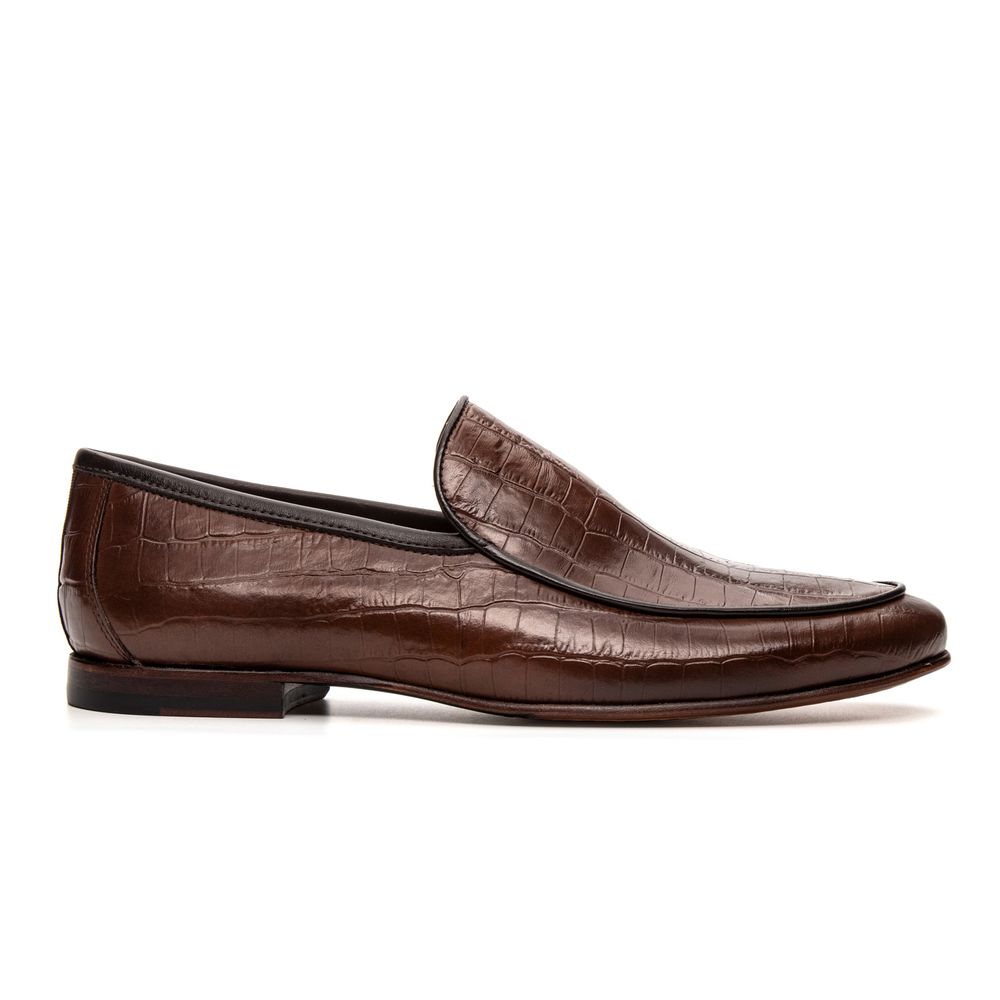 Mocassim Loafer Masculino Portofino Couro Croco Whisky