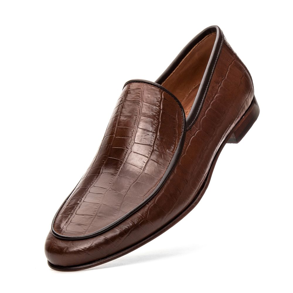 Mocassim Loafer Masculino Portofino Couro Croco Whisky
