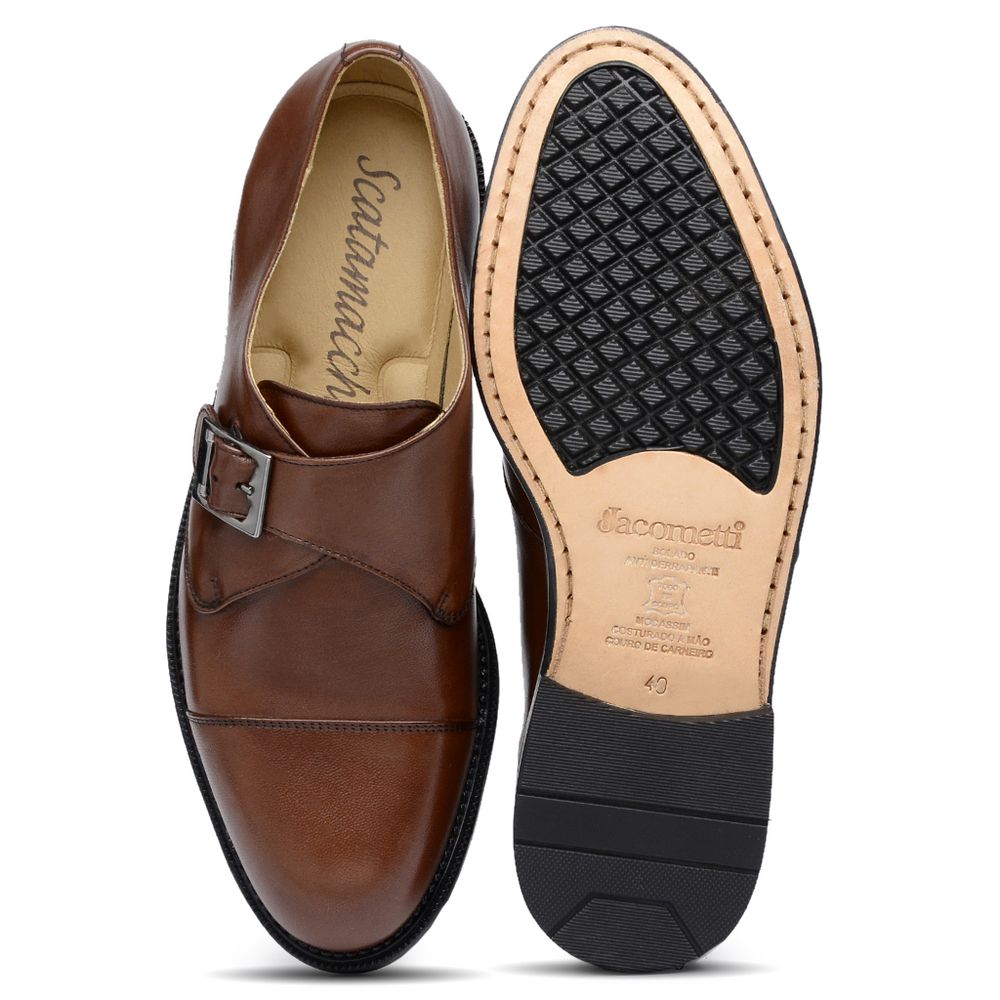 Sapato Monk com Fivela Scatamacchia Chocolate | JACOMETTI