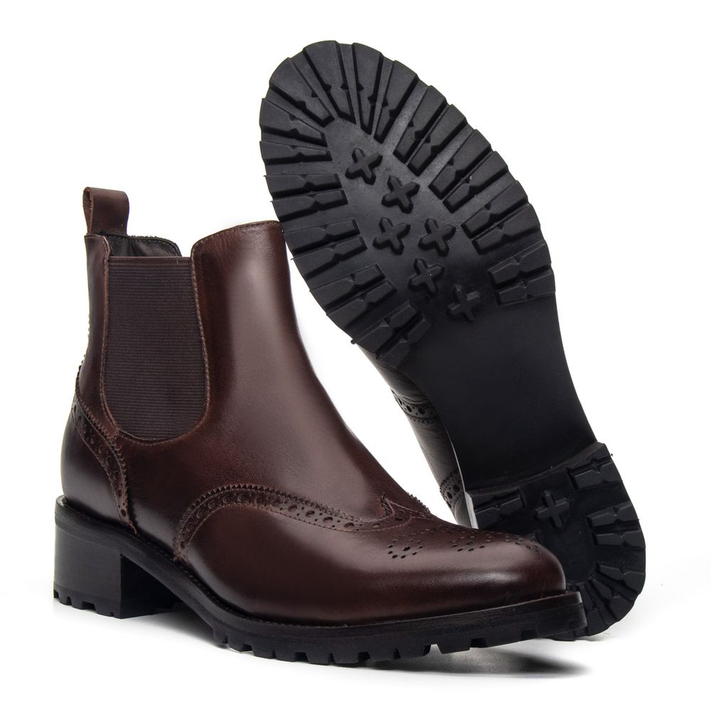 Bota Chelsea Feminina Gênova Castanho