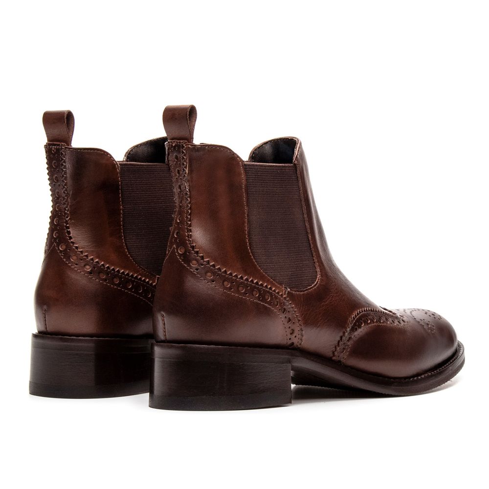 Bota Chelsea Feminina Gênova Castanho Solado Top Rubber