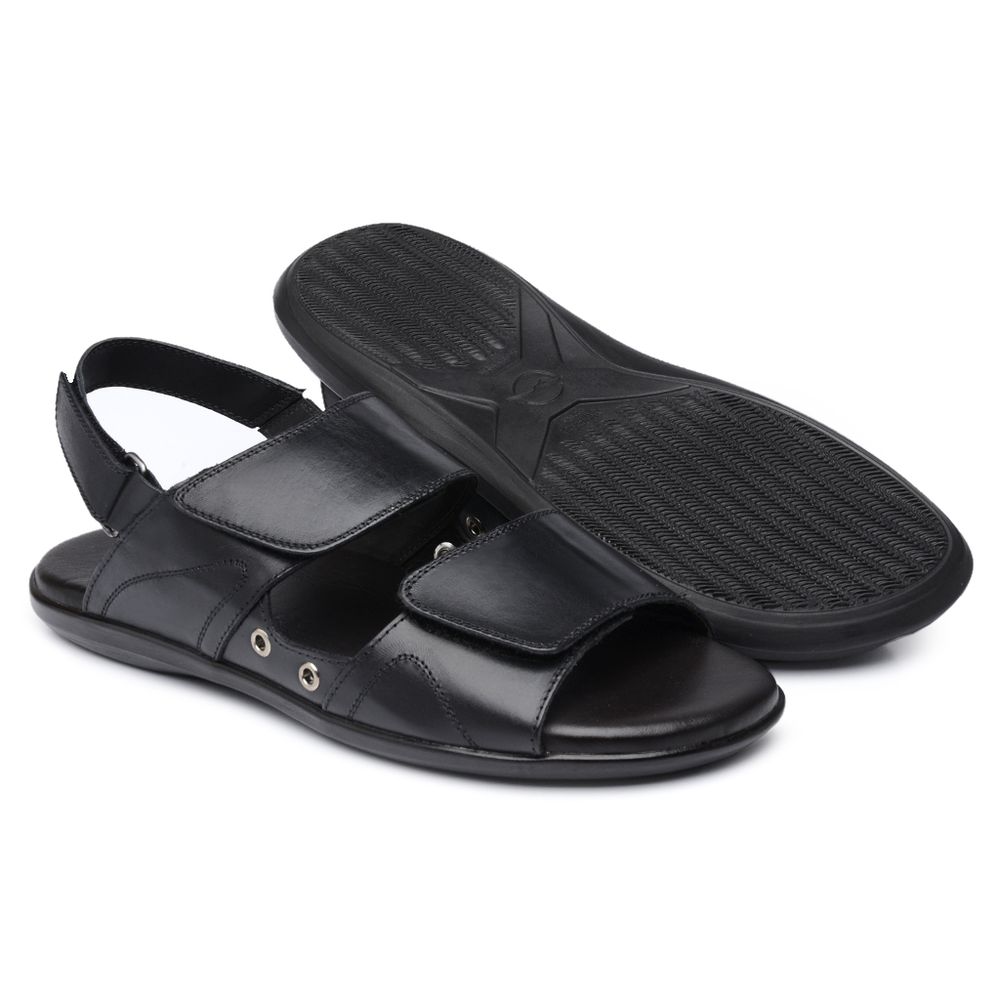Sandália Masculina em Couro Preta 3207