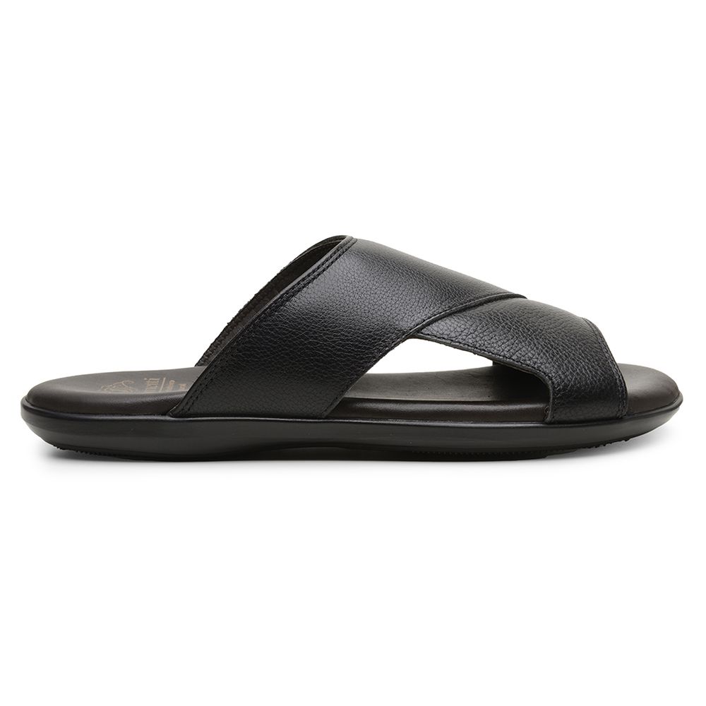 Sandália Masculina em Couro Preta 3247