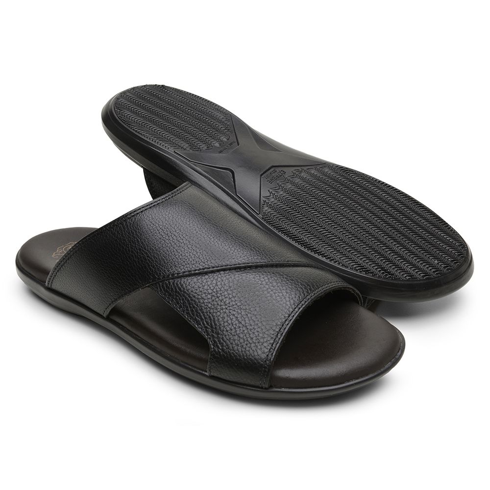 Sandália Masculina em Couro Preta 3247