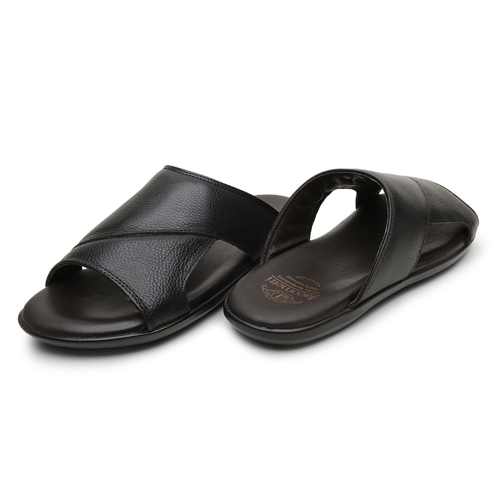 Sandália Masculina em Couro Preta 3247