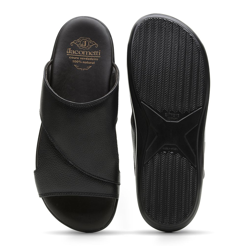 Sandália Masculina em Couro Preta 3247