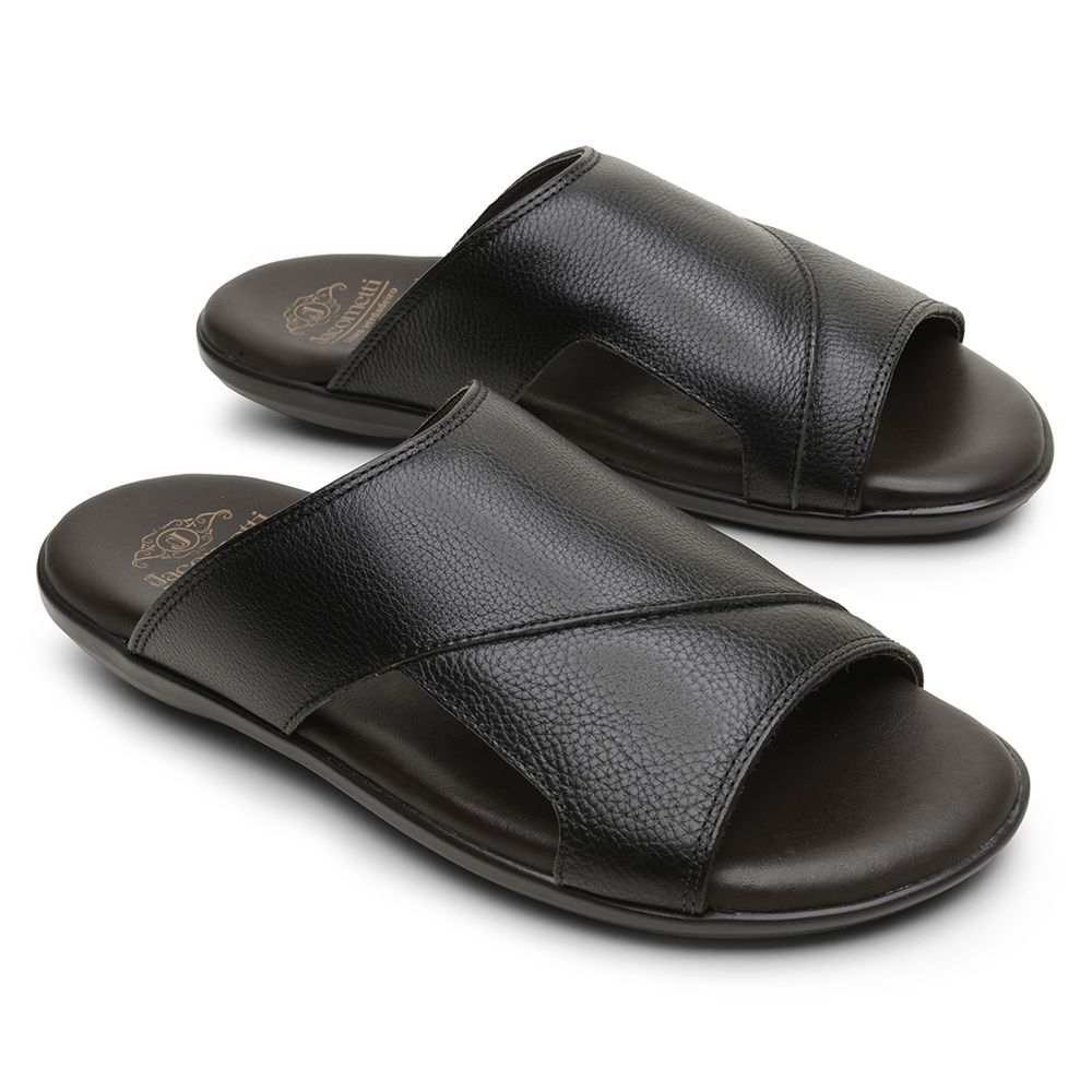 Sandália Masculina em Couro Preta 3247