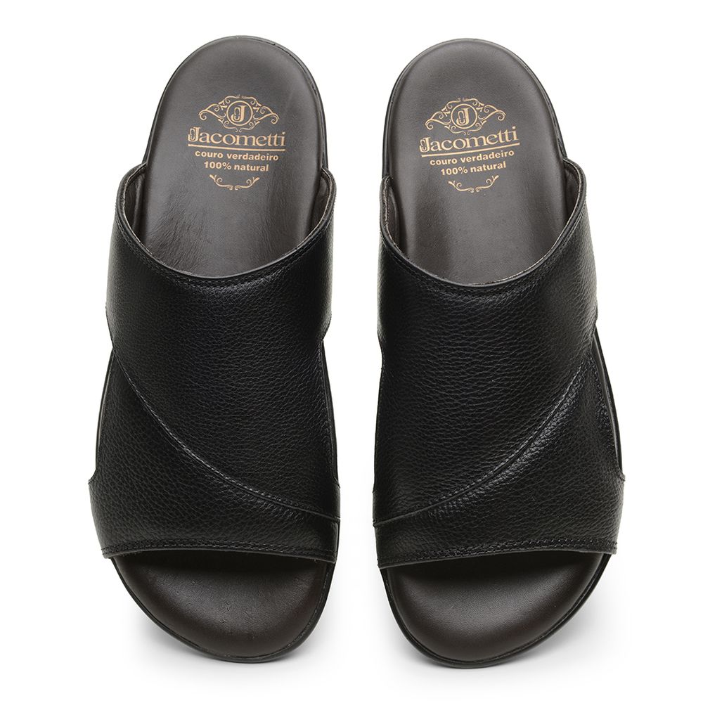Sandália Masculina em Couro Preta 3247