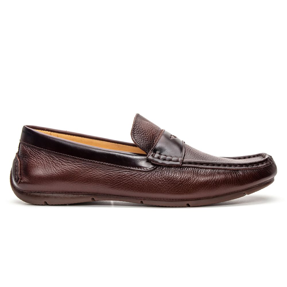 Mocassim Masculino Drive de Couro Floater Pinhão 