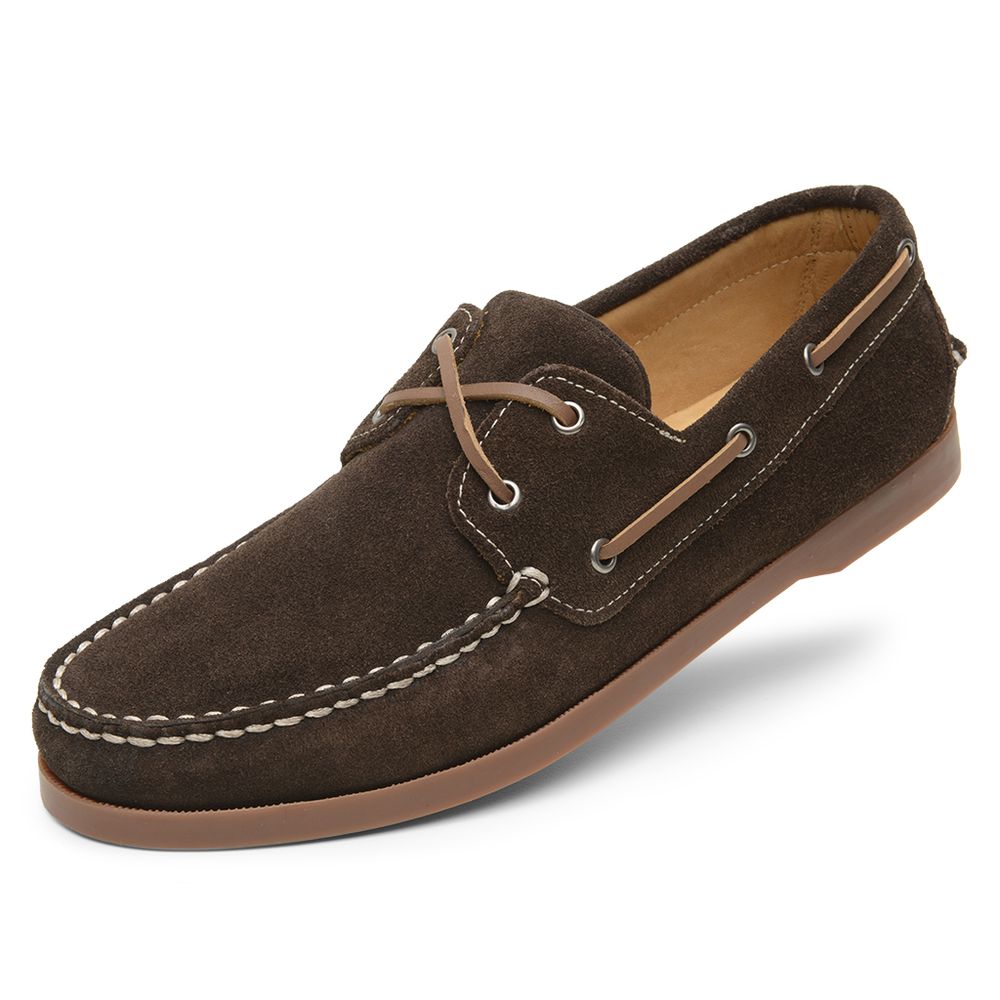 Mocassim Sider Casual Masculino de Couro Camurça Café 3587