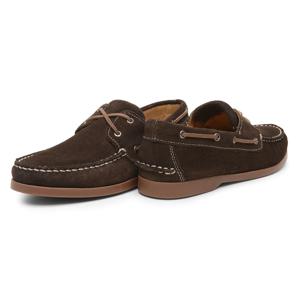 Mocassim Sider Casual Masculino de Couro Camurça Café 3587