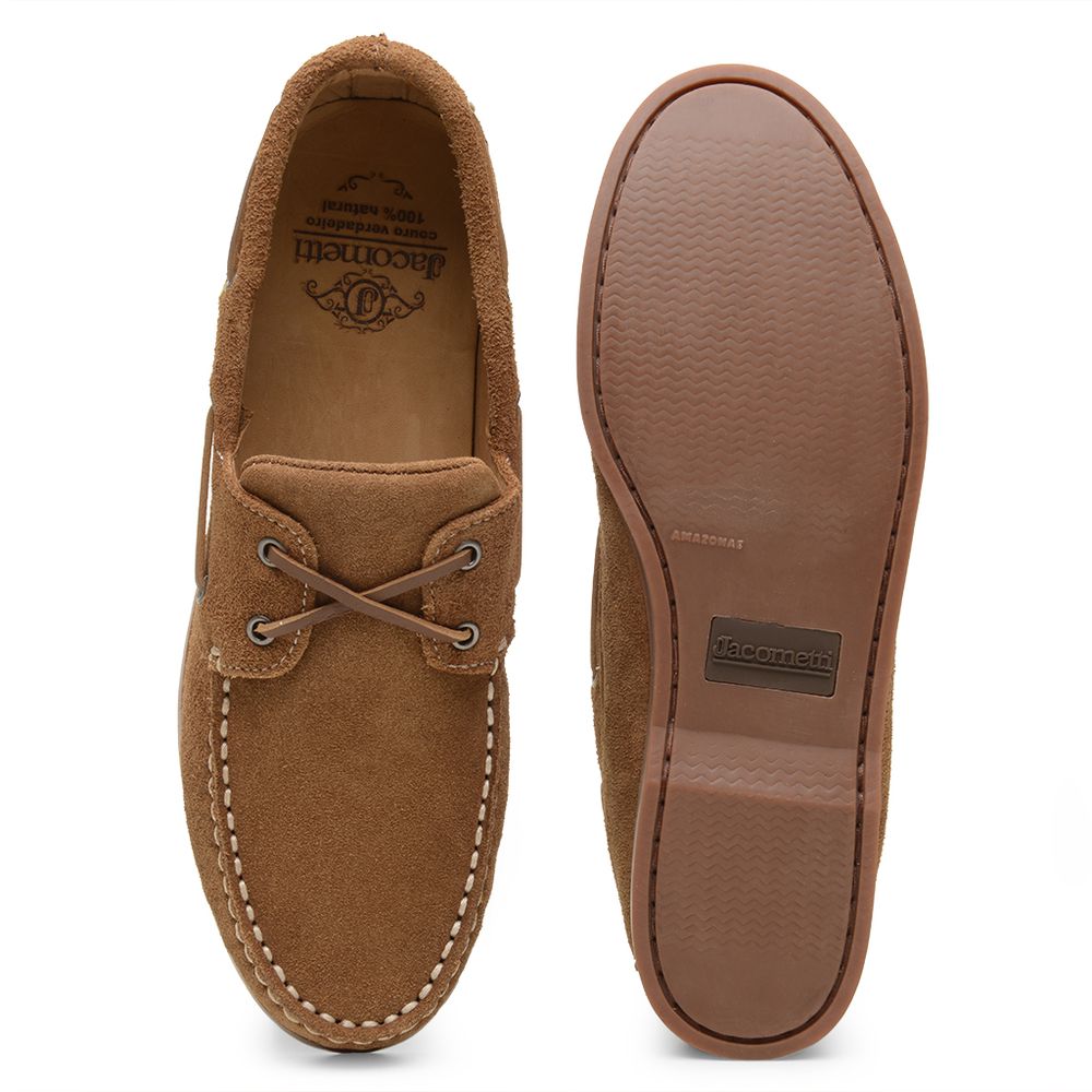 Mocassim Sider Casual Masculino de Couro Camurça Havana 3587